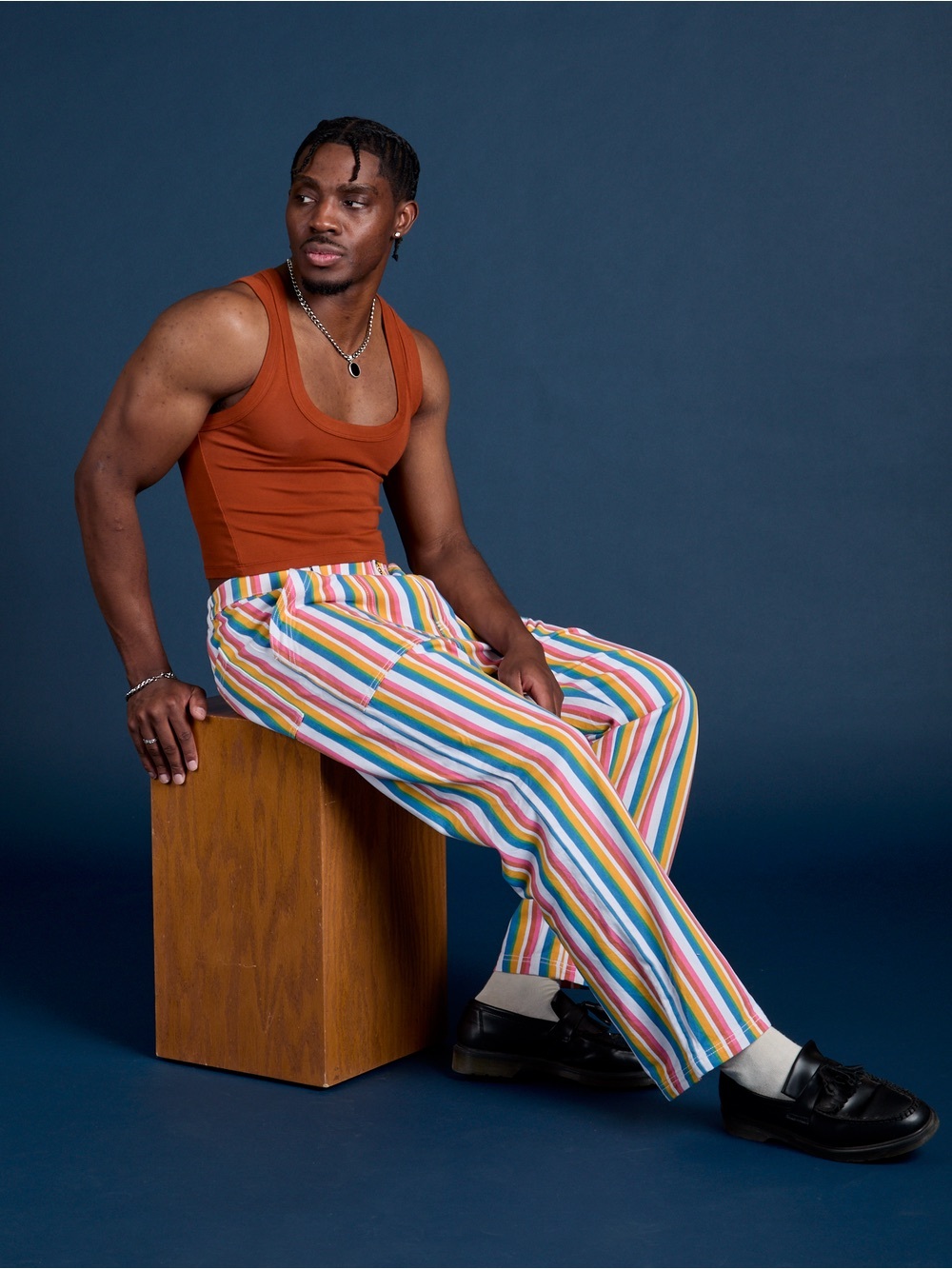 NWOT! Big Bud Press WORK PANTS in RAINBOW STRIPE Print